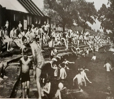 Penrith Swimming Club's stretch of the River Eamont at Frenchfield was a busy place at the height of the summer. Founded in 1881 by Alderman J. Simpson Yeates, it was originally for men only; when women were eventually admitted special times were reserved for them. The club went from strength to strength with a record membership of 1,140 in 1933.

Credit: Around Penrith in Old Photographs - Collected by Frank Boyd